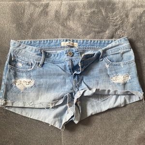 Hollister Ripped Low Rise Jean Shorts